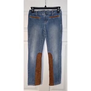 Gymboree Girls Suede Pieced Pull On Jeans denim Size 10 Adjustable Waist‎